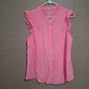 Lilly Pulitzer Pink Ruffle Sleeve Blouse